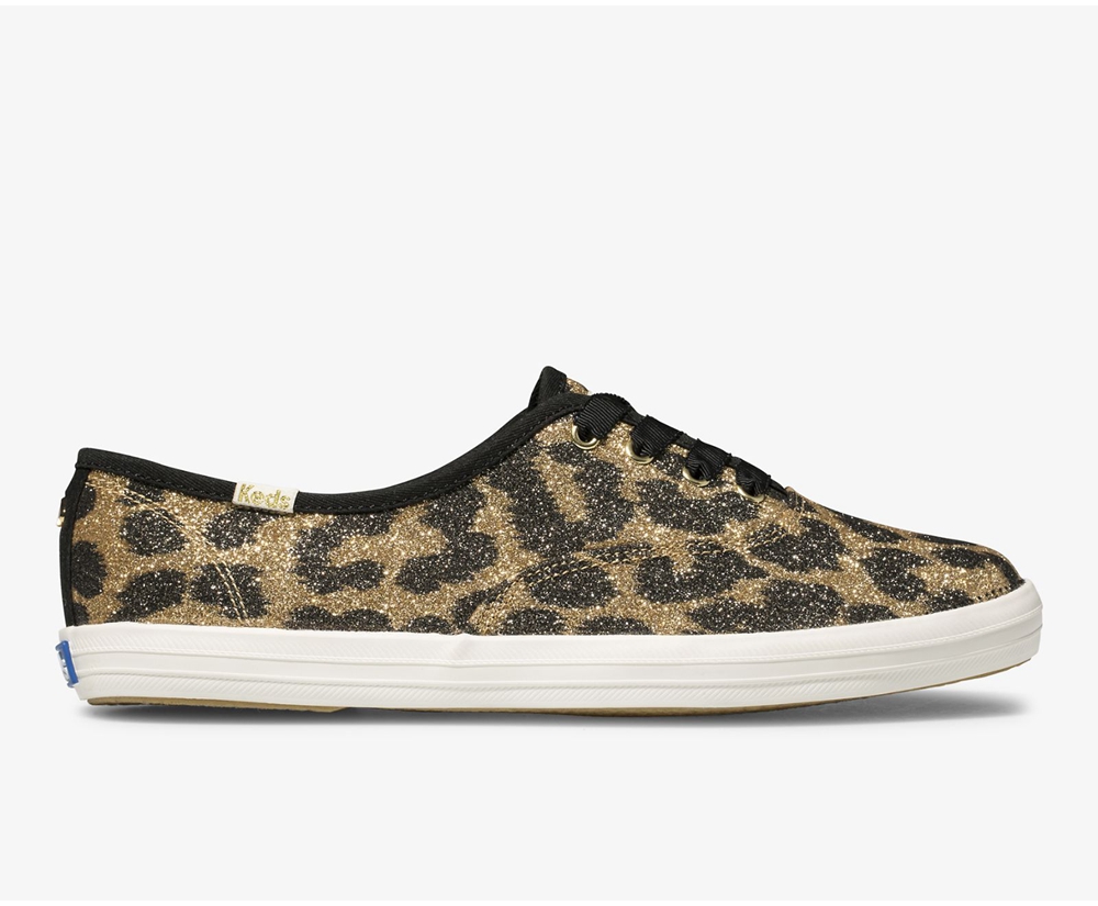 Keds Sneaker Damen Braun - Kate Spade New York Champion Glitter Leopard - KAU-975342